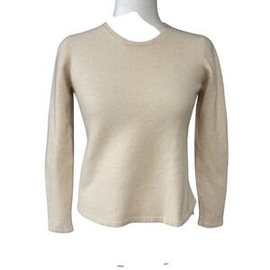 Belford Women's Medium Beige 100% Cashmere Crewneck Sweater Hong‎ Kong